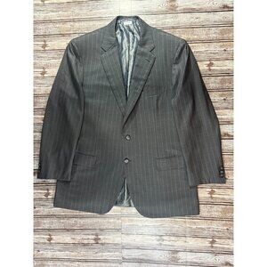 Brioni PARLAMENTO Super 150's Wool Coat Jacket Blazer sz 46 R Striped Grey